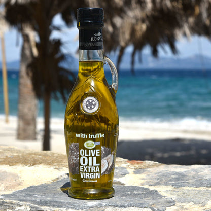 KORVEL Greek Extra Virgin Olive Oil with Truffle, Amphora 8.45 fl oz (250ml)