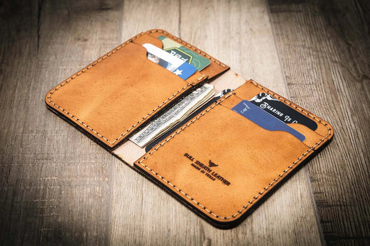 Western Vertical Wallet - Saddle Tan