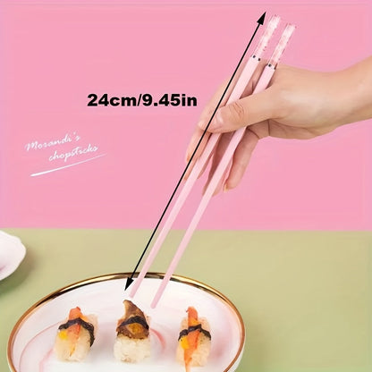 Elegant Pink Cherry Blossom Reusable Chopsticks  Set of 5