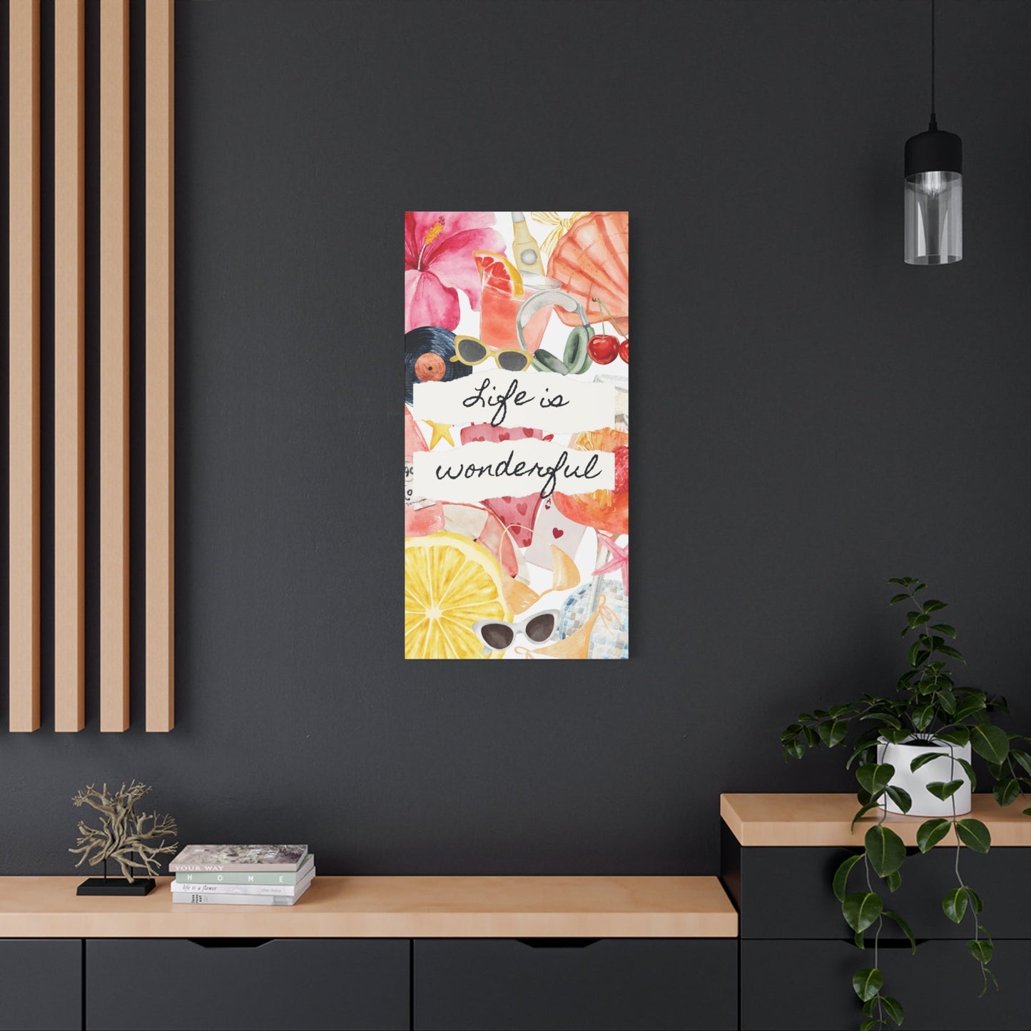 Life is Wonderful Canvas Wall Art, Colorful Decor, Inspirational Gift, Home Display, Summery Wall Art, Motivational Print