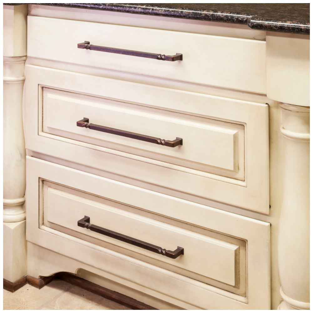 96 mm Center-to-Center Matte Black Rustic Twist Tahoe Cabinet Pull