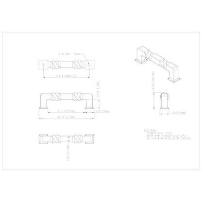 96 mm Center-to-Center Matte Black Rustic Twist Tahoe Cabinet Pull