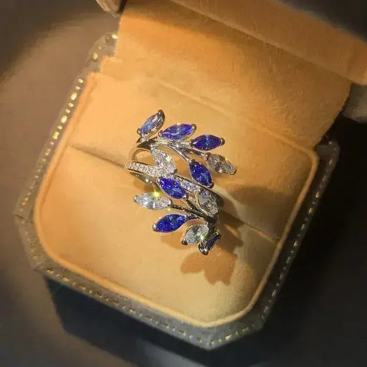 High Carbon Diamond Flower Cluster Vine Surround Ring