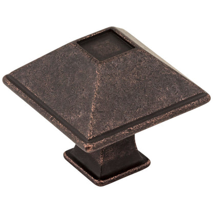1-1/4" Overall Length Matte Black Square Tahoe Cabinet Knob