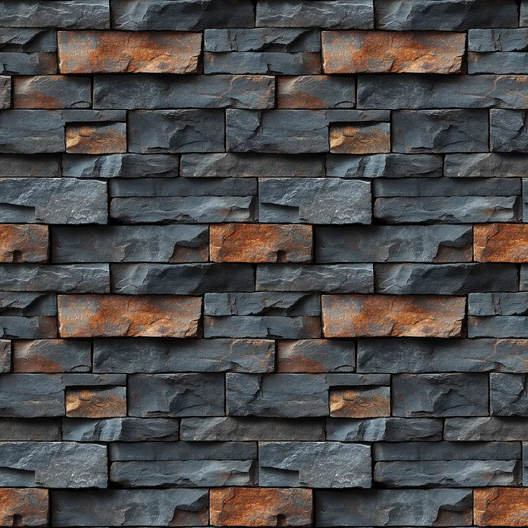 Chiseled Charcoal and Rust Stone