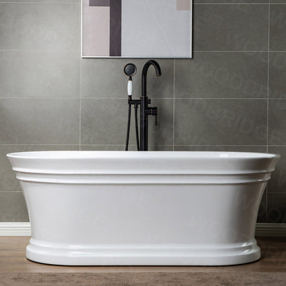 WOODBRIDGE WOODBRIDGEE F0001BNVT Contemporary Single Handle Floor Mount Freestanding Tub Filler Faucet with Hand shower