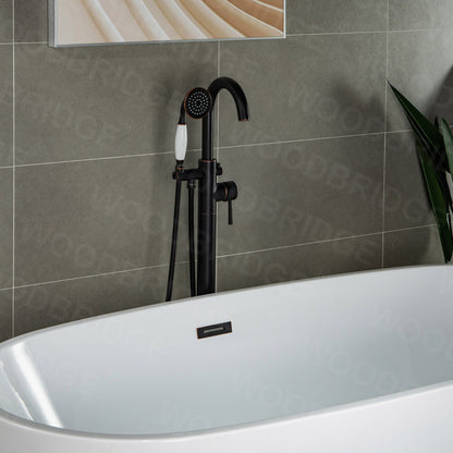 WOODBRIDGE WOODBRIDGEE F0001BNVT Contemporary Single Handle Floor Mount Freestanding Tub Filler Faucet with Hand shower