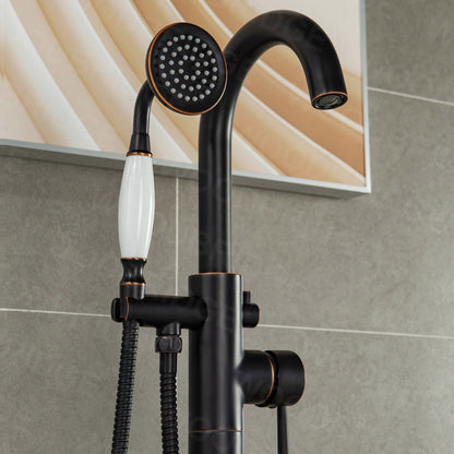 WOODBRIDGE WOODBRIDGEE F0001BNVT Contemporary Single Handle Floor Mount Freestanding Tub Filler Faucet with Hand shower
