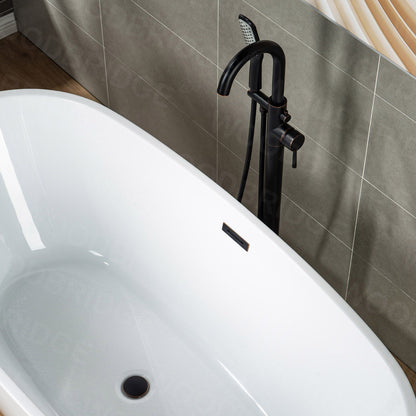 WOODBRIDGE WOODBRIDGEE Contemporary Single Handle Floor Mount Freestanding Tub Filler Faucet with Hand Shower