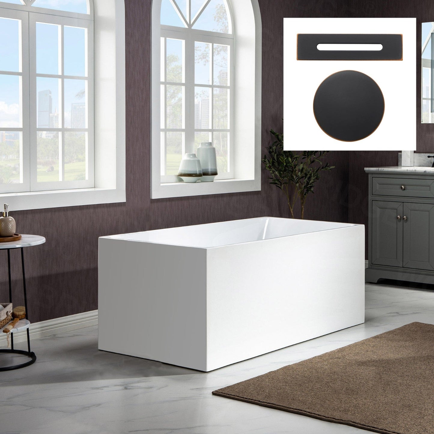 WOODBRIDGE 59" Acrylic Freestanding Bathtub Contemporary Soaking Tub