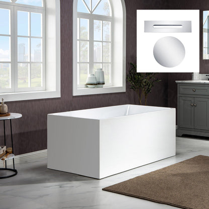 WOODBRIDGE 67" Acrylic Freestanding Bathtub Contemporary Soaking Tub