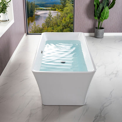 WOODBRIDGE 59" Acrylic Freestanding Bathtub Contemporary Soaking Tub
