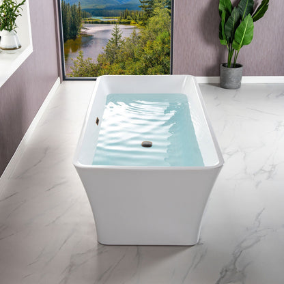 WOODBRIDGE 59" Acrylic Freestanding Bathtub Contemporary Soaking Tub
