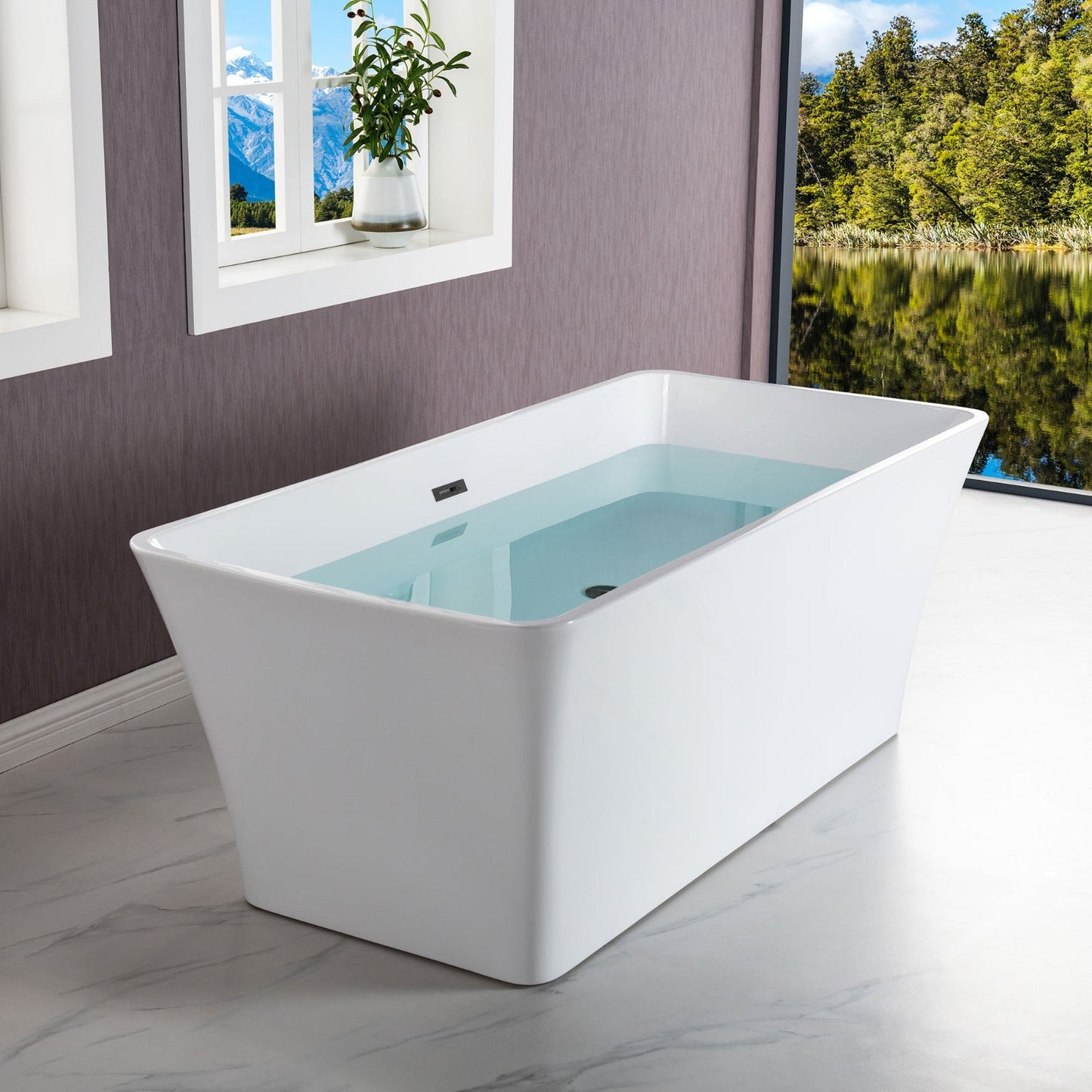 WOODBRIDGE 59" Acrylic Freestanding Bathtub Contemporary Soaking Tub
