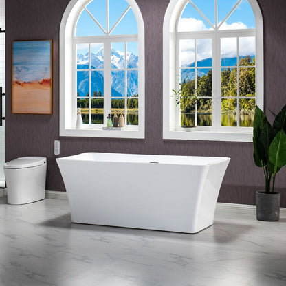 WOODBRIDGE 59" Acrylic Freestanding Bathtub Contemporary Soaking Tub