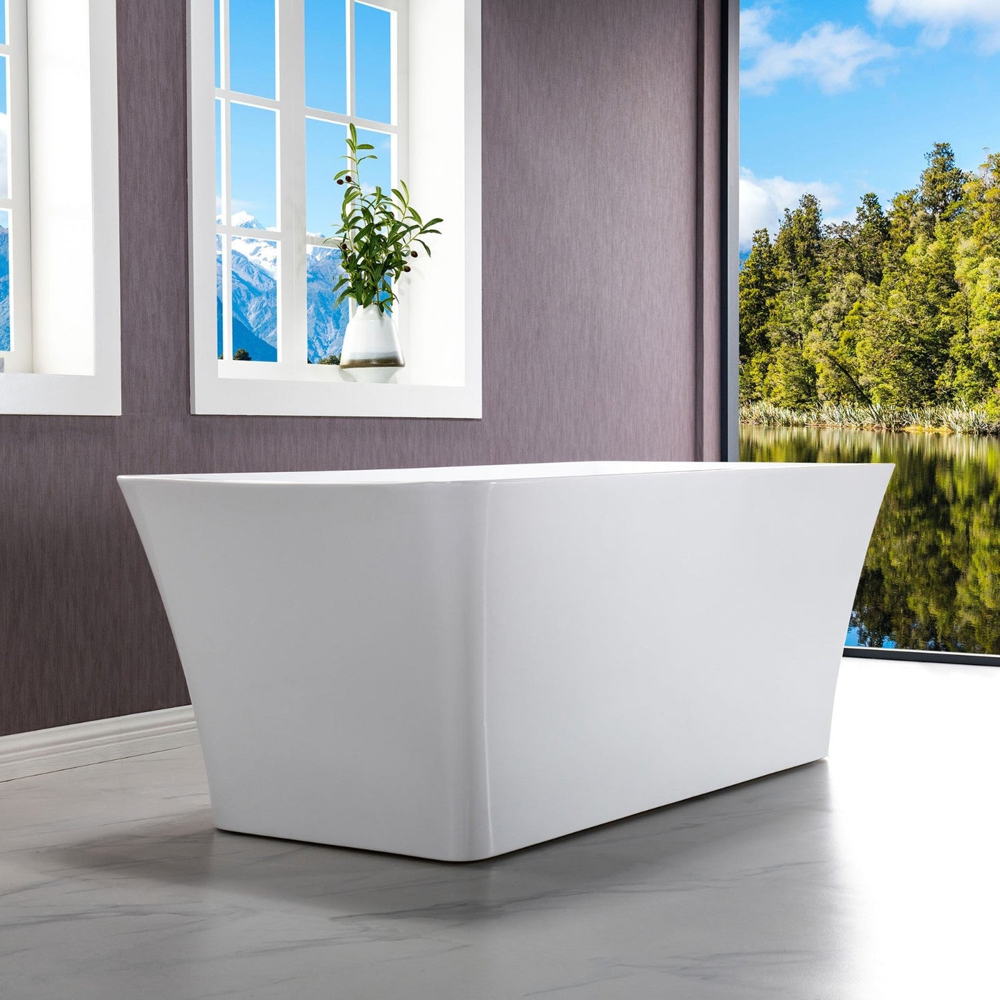 WOODBRIDGE 59" Acrylic Freestanding Bathtub Contemporary Soaking Tub