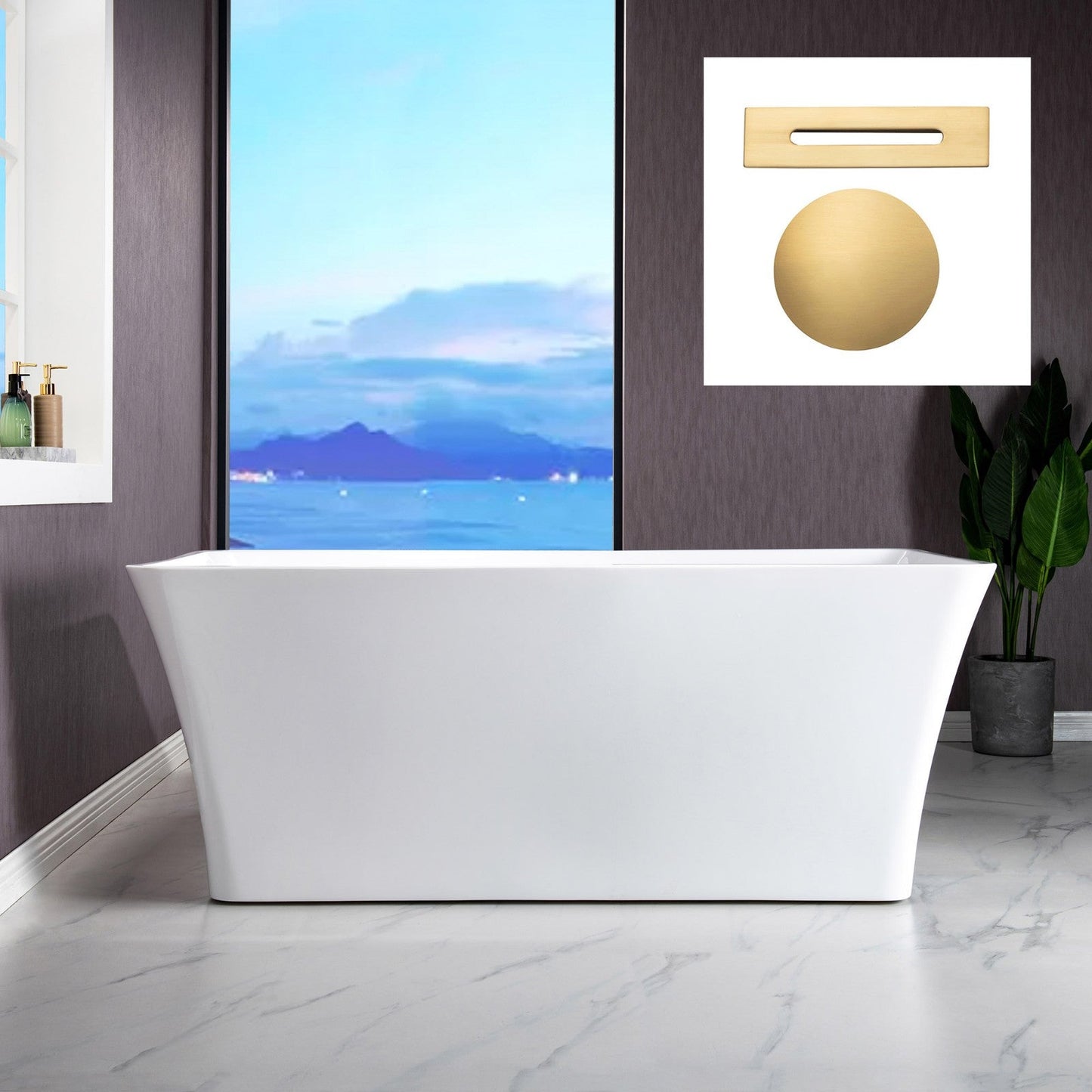 WOODBRIDGE 59" Acrylic Freestanding Bathtub Contemporary Soaking Tub