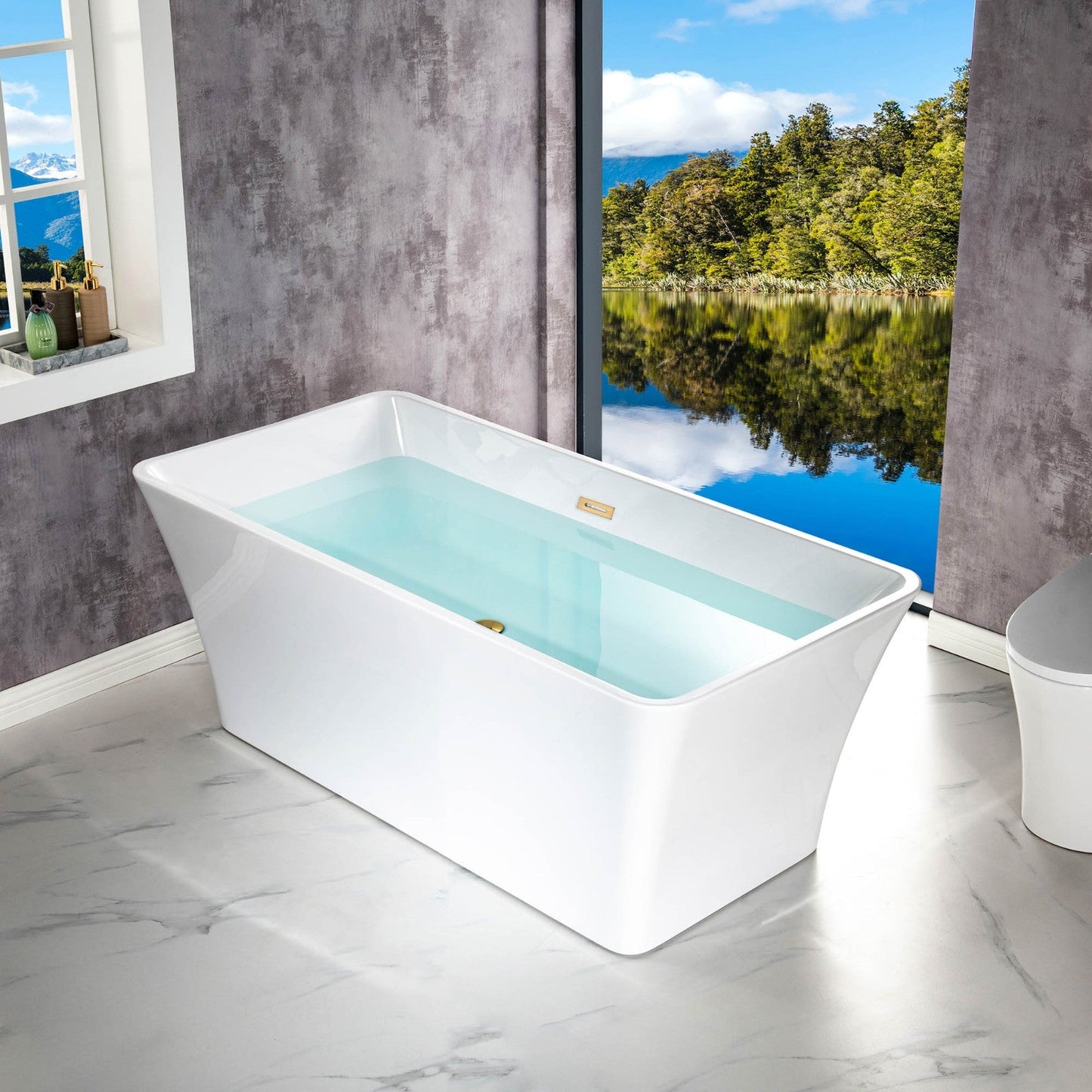 WOODBRIDGE 59" Acrylic Freestanding Bathtub Contemporary Soaking Tub