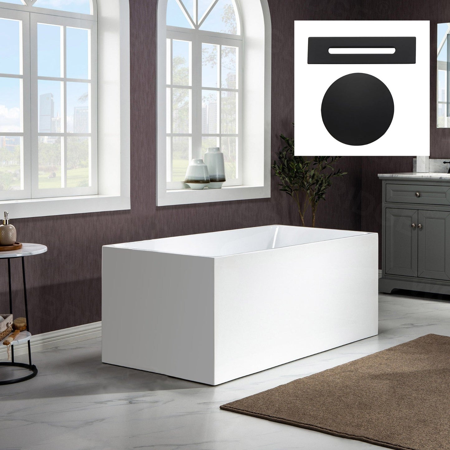 WOODBRIDGE 67" Acrylic Freestanding Bathtub Contemporary Soaking Tub