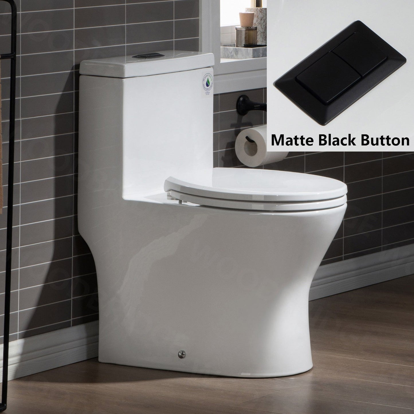 WOODBRIDGE One Piece Short Compact Bathroom Tiny Mini Commode Water Closet Dual Flush Concealed Trapway