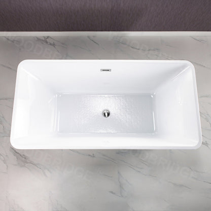 WOODBRIDGE 59" Acrylic Freestanding Bathtub Contemporary Soaking Tub