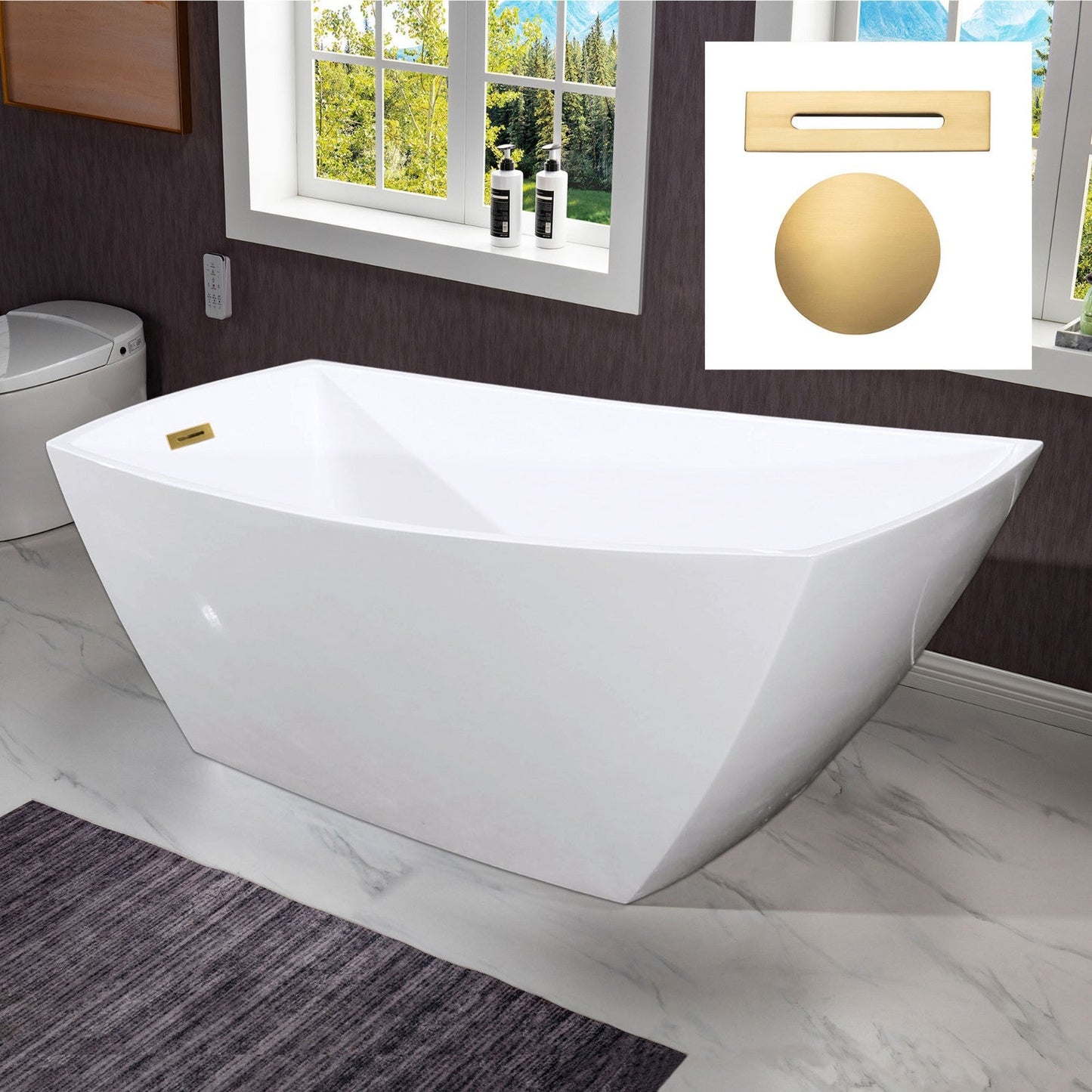 WOODBRIDGE 67" Acrylic Freestanding Bathtub Contemporary Soaking Tub