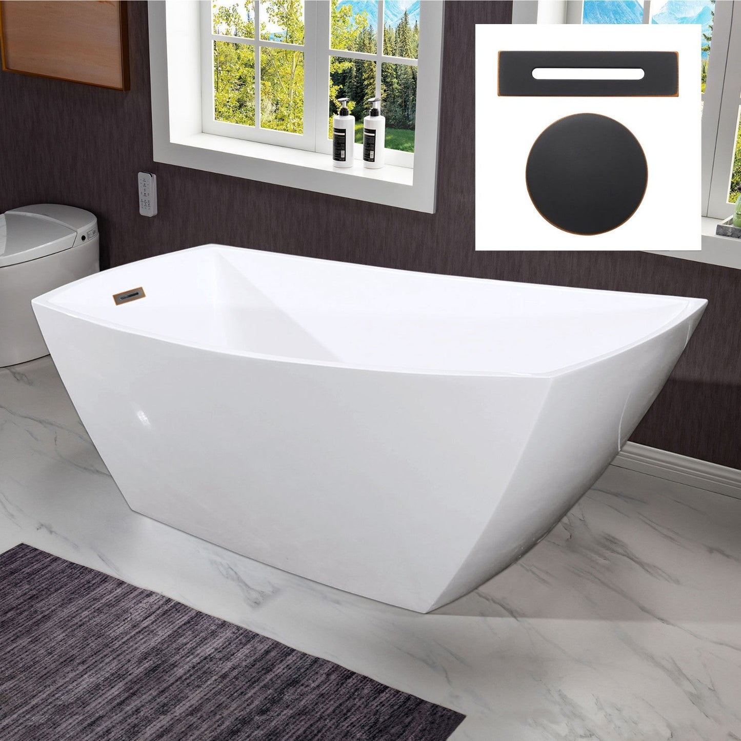 WOODBRIDGE 67" Acrylic Freestanding Bathtub Contemporary Soaking Tub