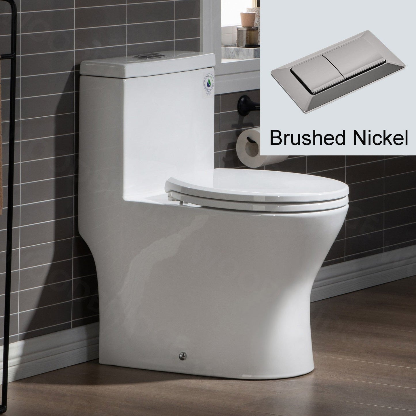 WOODBRIDGE One Piece Short Compact Bathroom Tiny Mini Commode Water Closet Dual Flush Concealed Trapway