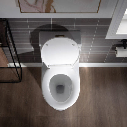 WOODBRIDGE One Piece Short Compact Bathroom Tiny Mini Commode Water Closet Dual Flush Concealed Trapway