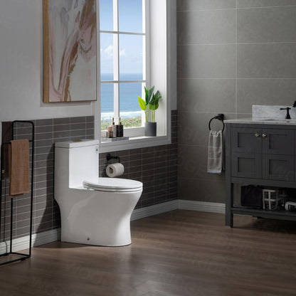WOODBRIDGE One Piece Short Compact Bathroom Tiny Mini Commode Water Closet Dual Flush Concealed Trapway