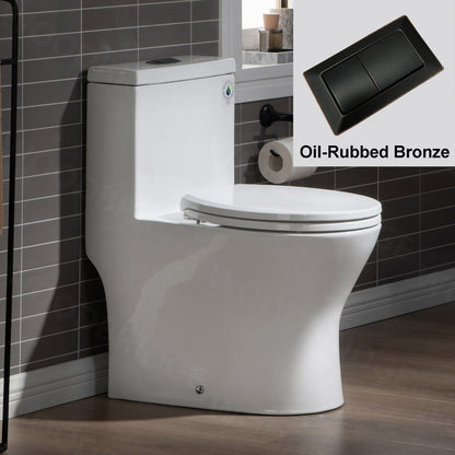 WOODBRIDGE One Piece Short Compact Bathroom Tiny Mini Commode Water Closet Dual Flush Concealed Trapway