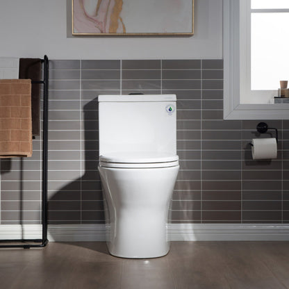 WOODBRIDGE One Piece Short Compact Bathroom Tiny Mini Commode Water Closet Dual Flush Concealed Trapway