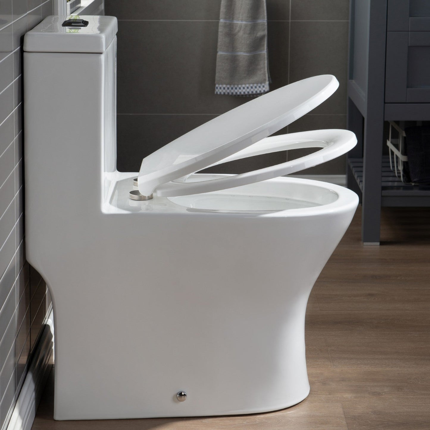 WOODBRIDGE One Piece Short Compact Bathroom Tiny Mini Commode Water Closet Dual Flush Concealed Trapway