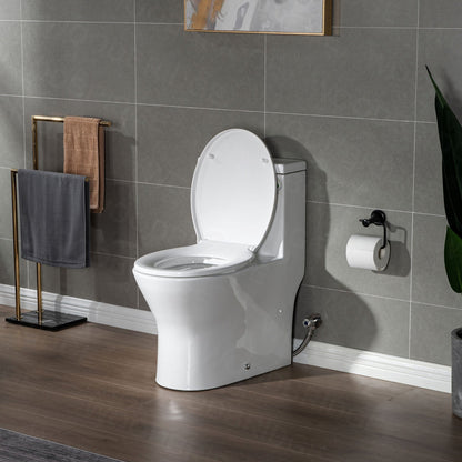 WOODBRIDGE One Piece Short Compact Bathroom Tiny Mini Commode Water Closet Dual Flush Concealed Trapway