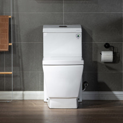 WOODBRIDGE Modern Square Design One Piece Dual Flush 1.28 GP Toilet,Chair Height with Soft Closing Seat