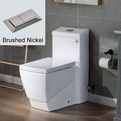 WOODBRIDGE Modern Square Design One Piece Dual Flush 1.28 GP Toilet,Chair Height with Soft Closing Seat