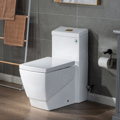 WOODBRIDGE Modern Square Design One Piece Dual Flush 1.28 GP Toilet,Chair Height with Soft Closing Seat