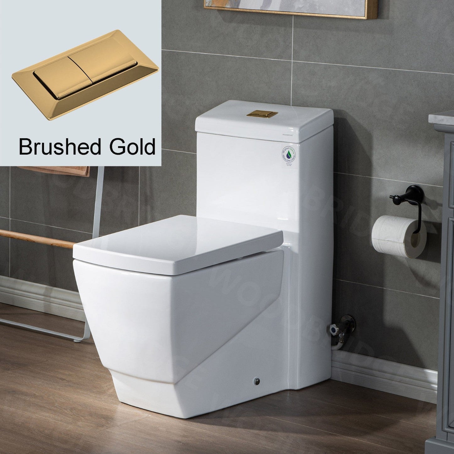 WOODBRIDGE Modern Square Design One Piece Dual Flush 1.28 GP Toilet,Chair Height with Soft Closing Seat