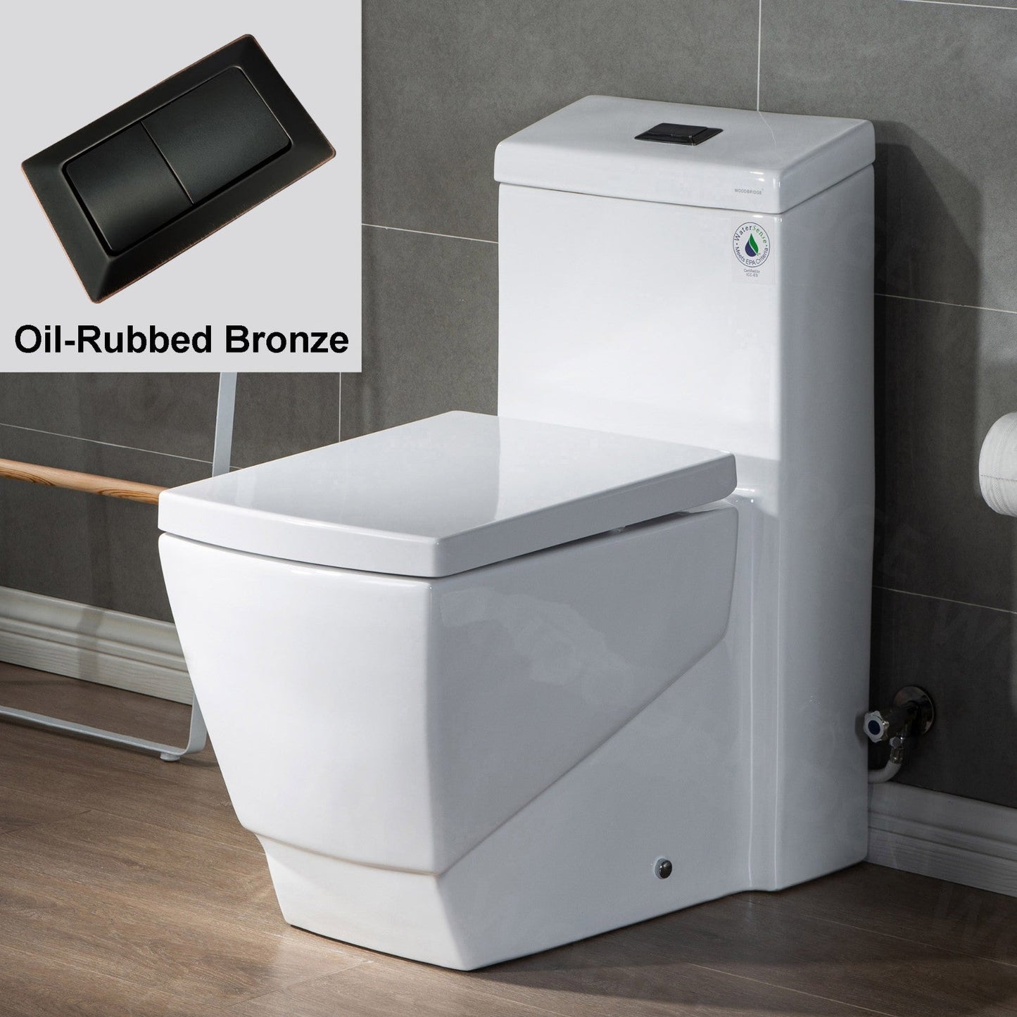 WOODBRIDGE Modern Square Design One Piece Dual Flush 1.28 GP Toilet,Chair Height with Soft Closing Seat