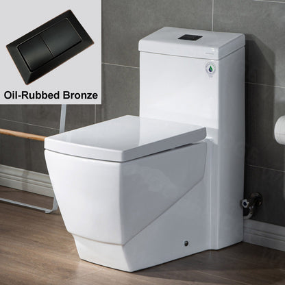 WOODBRIDGE Modern Square Design One Piece Dual Flush 1.28 GP Toilet,Chair Height with Soft Closing Seat