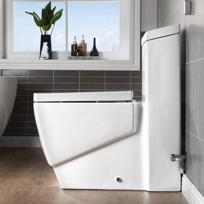 WOODBRIDGE Modern Square Design One Piece Dual Flush 1.28 GP Toilet,Chair Height with Soft Closing Seat