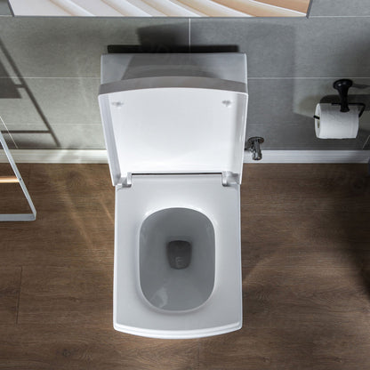 WOODBRIDGE Modern Square Design One Piece Dual Flush 1.28 GP Toilet,Chair Height with Soft Closing Seat