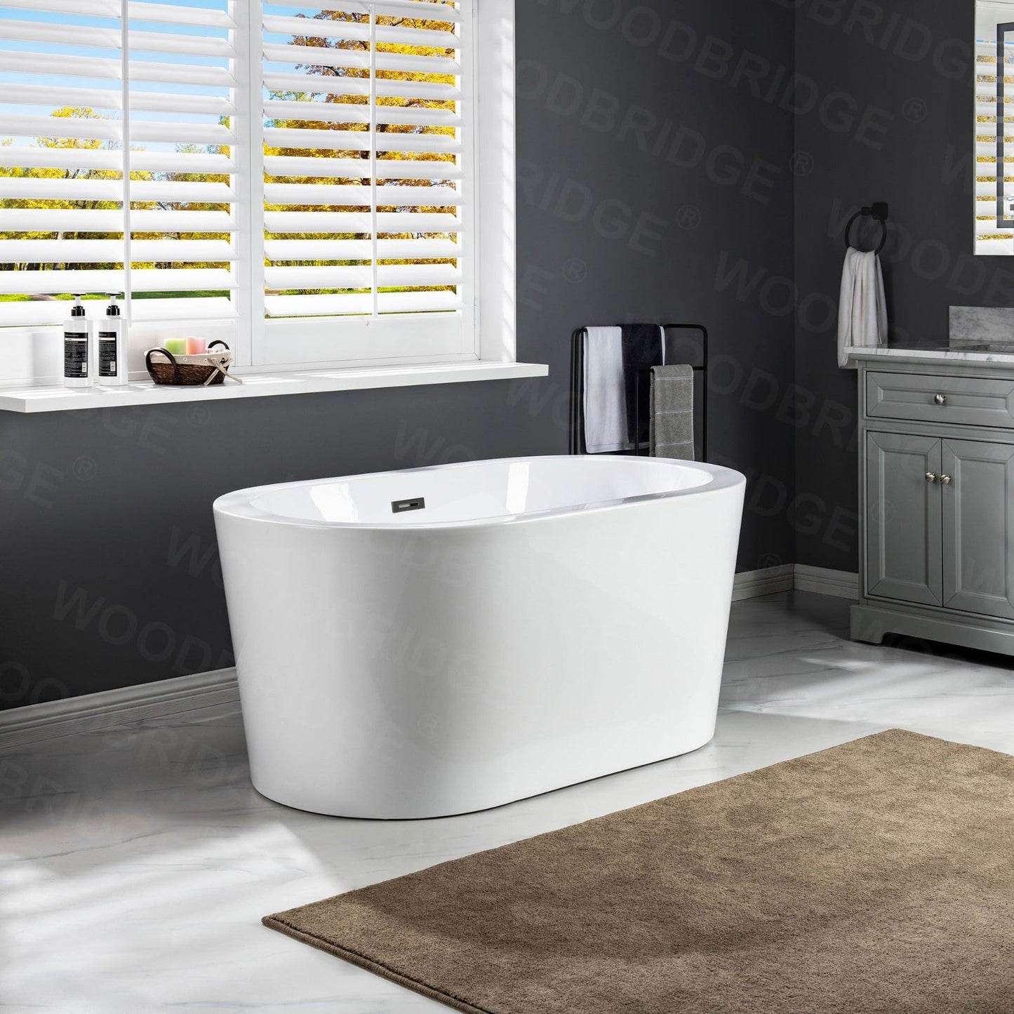 WOODBRIDGE BTA0088 56" Acrylic Freestanding Bathtub Contemporary Soaking Tub