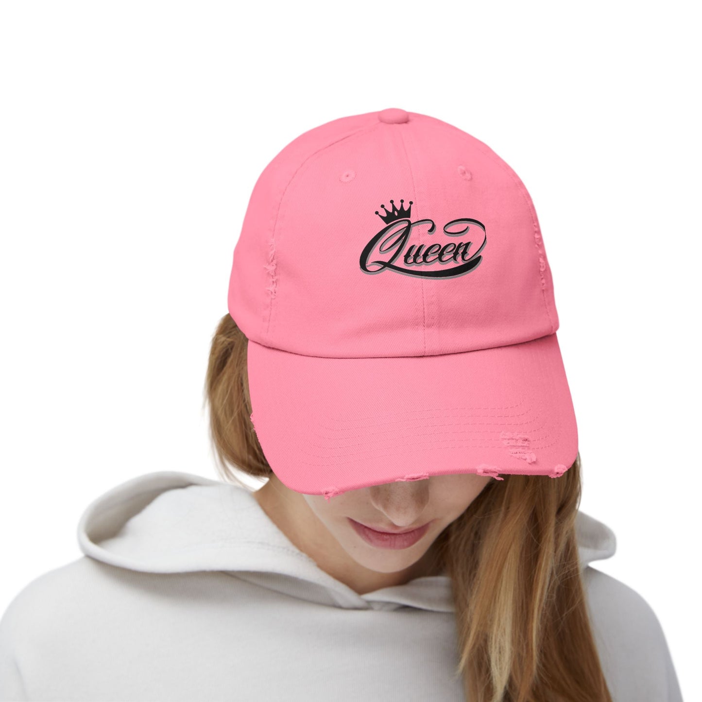 Distressed Queen Cap - Vintage Style Unisex Baseball Hat, Hip Hop Headgear & Streetwear Fashion Accessory