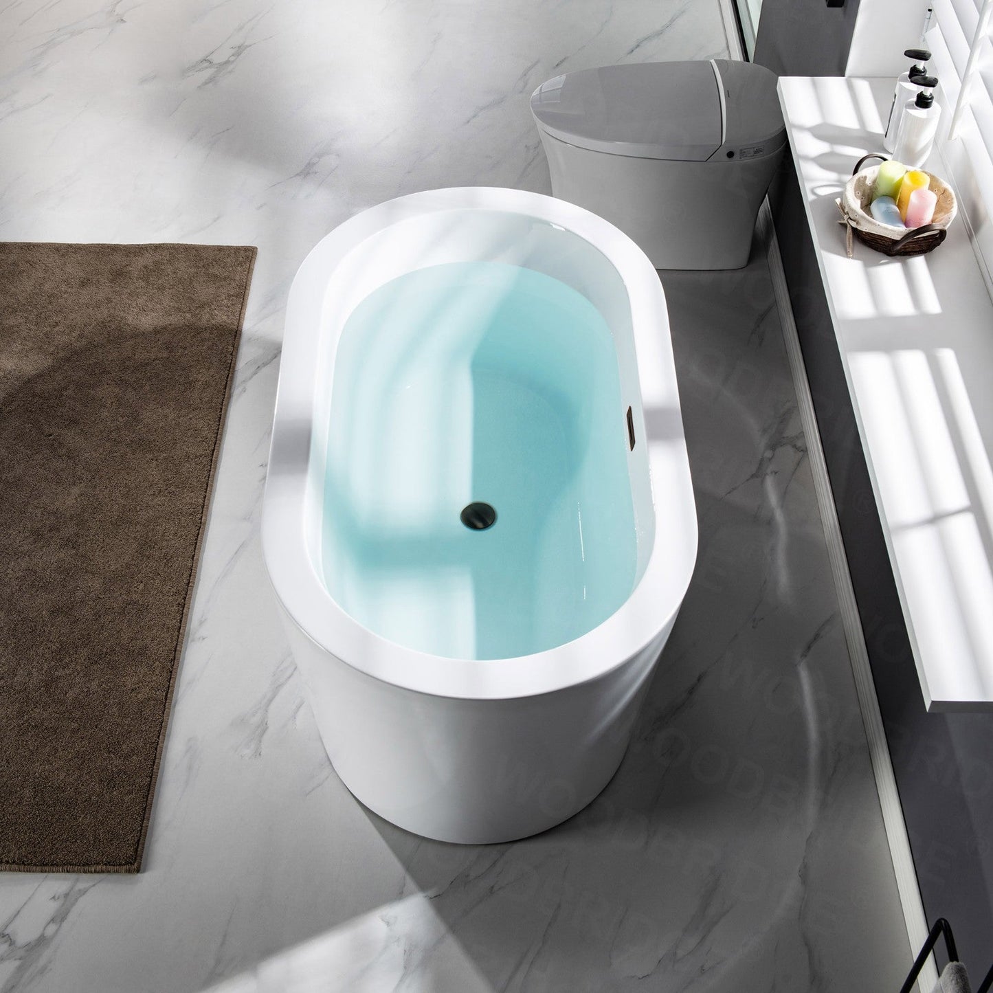 WOODBRIDGE BTA0088 56" Acrylic Freestanding Bathtub Contemporary Soaking Tub