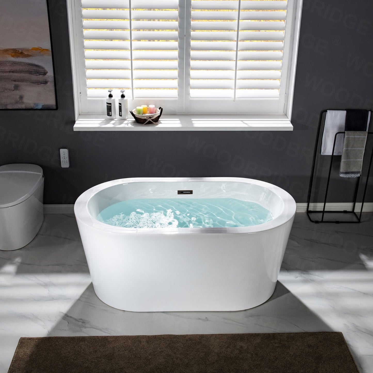 WOODBRIDGE BTA0088 56" Acrylic Freestanding Bathtub Contemporary Soaking Tub