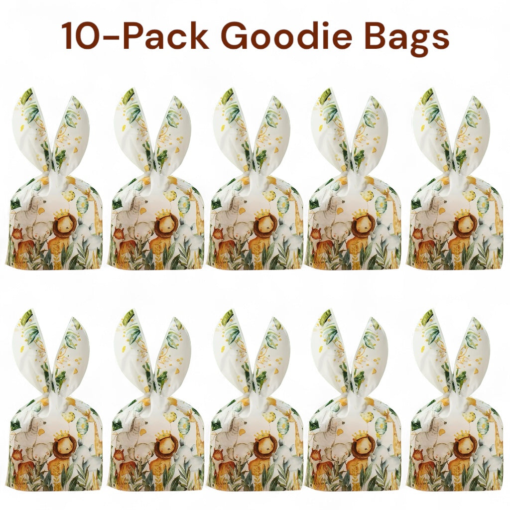 Kids Birthday Goodie Bags - Jungle Animal Gift Wraps 10-Pack