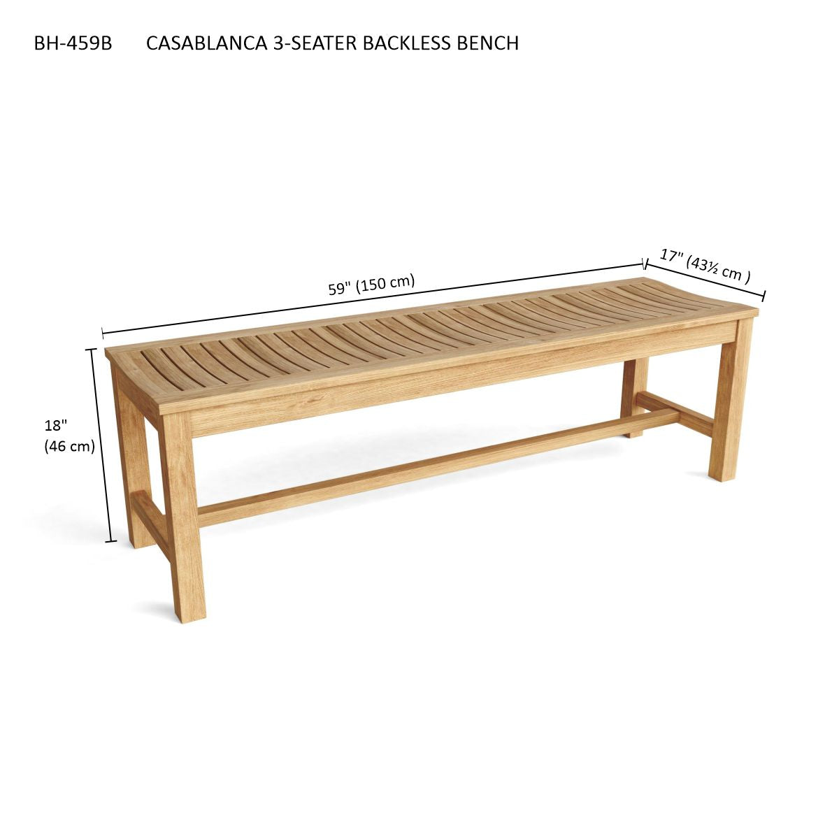 Casablanca 3-Seater Backless Bench