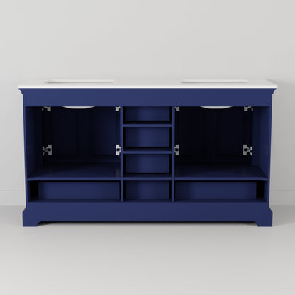 Dukes 60 in. W x 22 in. D Navy Blue Double Bath Vanity