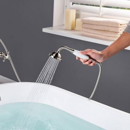 WOODBRIDGE F0018BN Freestanding Clawfoot Tub Filler Faucet with Hand Shower and Hose